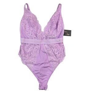 Pour Moi India Bodysuit Size Medium Purple Lilac Lace Sexy UK 12